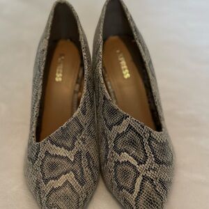 Express Snakeskin Heels - Black and Cream